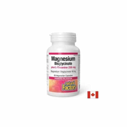 Магнезий бисглицинат  + Л-Теанин / Magnesium Bisglycinate 40 mg + L-Theanine 250 mg Natural Factors - 90 капсули