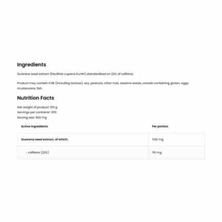 Екстракт от Гуарана / Guarana Extract Powder OstroVit - 100 грама съдържание 1 - MagHerbs.com