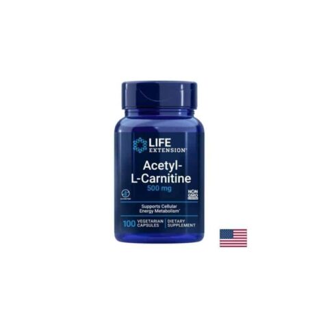 Aцетил-L-Карнитин + Витамин С (Аскорбил палмитат) / Acetyl-L-Carnitine 500 mg Life Extension - 100 капсули