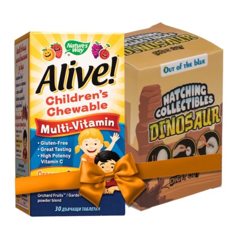 Алайв мултивитамини за деца + Подарък играчка / Alive Children's Chewable Multi-Vitamin Nature's Way - 30 дъвчащи таблетки