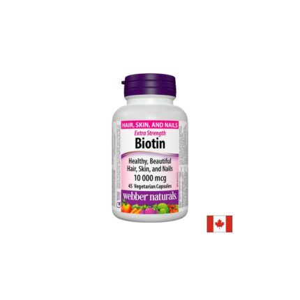 Биотин Екстра сила / Biotin Extra Strength 10000 mcg Webber Naturals - 45 капсули