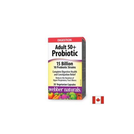 Пробиотик за възрастни 50+ 10 щама, 15 млрд. активни пробиотици / Adolt+ Probiotic Webber Naturals - 30 капсули