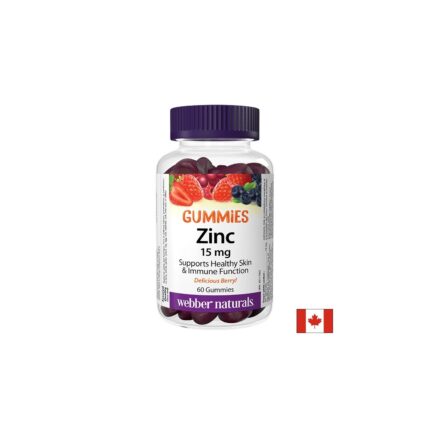 Цинк глюконат Гъми с плодов вкус / Zinc Gummies 15 mg Webber Naturals - 60 желирани таблетки