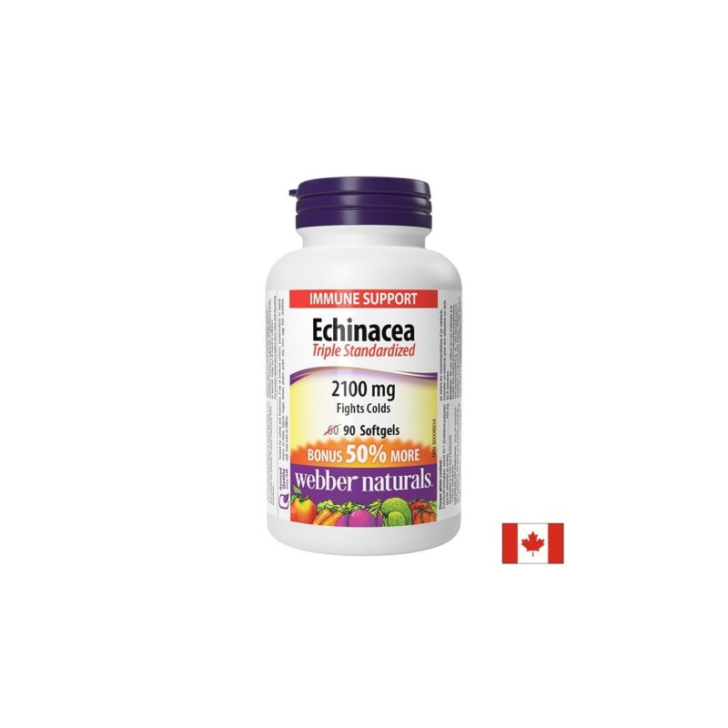 Ехинацея тройно стандартизиран екстракт / Echinacea Triple Standardized 2100 mg Webber Naturals - 90 софтгел капсули Ехинацея тройно стандартизиран екстракт / Echinacea Triple Standardized 2100 mg Webber Naturals - 90 софтгел капсули