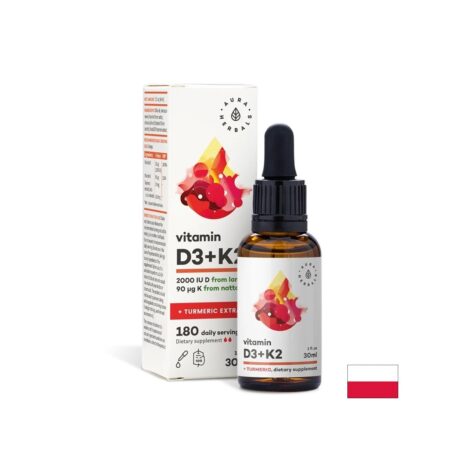 Витамин D3 + K2 + Куркума капки / D3 800 IU + K2 36 µg Aura Herbals - 30 ml