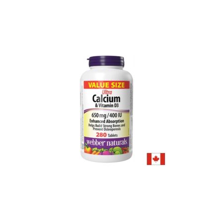 Ултра Калций + Витамин D3 / Ultra Calcium 650 mg + Vitamin D3 400 iu Webber Naturals - 280 таблетки