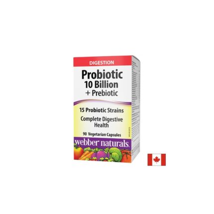 Пробиотик 10 млрд. активни пробиотици, 15 щама формула + Пребиотици / Probiotic 10 Billion + Prebiotic Webber Naturals - 90 капсули