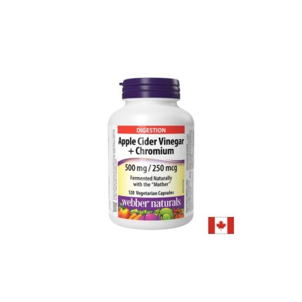 Ябълков оцет + Хром / Apple Cider Vinegar 500 mg + Chromium 250 µg Webber Naturals - 120 капсули