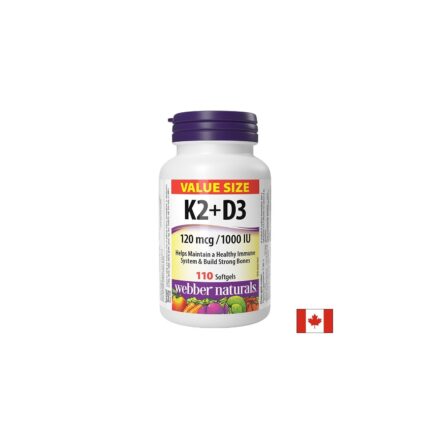 Витамин K2 + D3 / Vitamin K2 120 µg + D3 1000 IU 25 µg Webber Naturals - 110 софтгел капсули