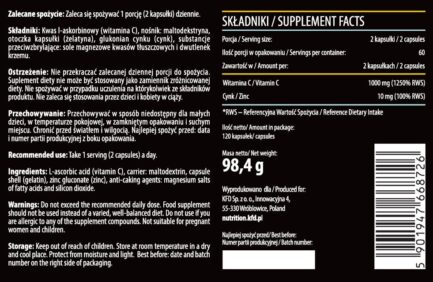 Витамин Ц + Цинк / Vitamin C + Zinc KFD - 120 капсули съдържание 1 - MagHerbs.com