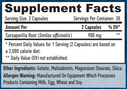 Корен от Сарсапарила / Sarsaparilla Root 450 mg HAYA LABS - 60 капсули съдържание 1 - MagHerbs.com
