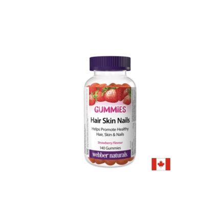 Биотин-Коса кожа и нокти Гъми 140 желирани таблетки с вкус на ягода Webber Naturals