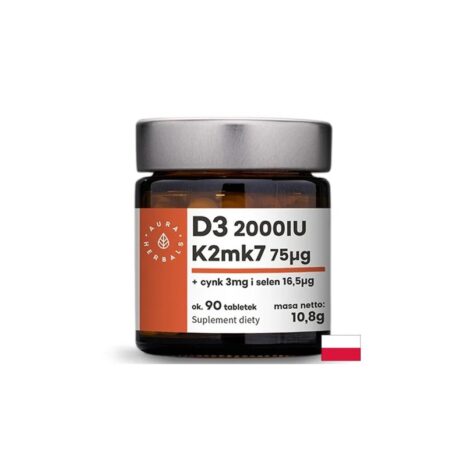Витамин D3 25 µg + K2 MK-7 37.5 µg Здрави кости силен имунитет 90 таблетки Aura Herbals