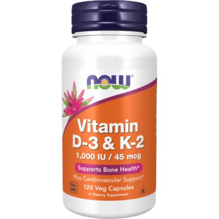 Vitamin D-3 1000 IU + K-2 45 mcg NOW Foods 120 капсули