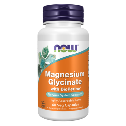 Magnesium Glycinate with BioPerine® | Highly Absorbable Magnesium Bisglycinate NOW Foods 60 капсули