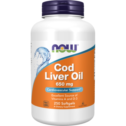 Cod Liver Oil 650 mg NOW Foods 250 Гел капсули
