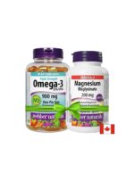 Омега-3 Triple Strength тройна концентрация 80 софтгел капсули + ПОДАРЪК Магнезий бисглицинат 200 mg 60 V капсули 1425 mg Webber Naturals