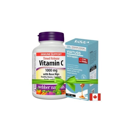 Витамин С и шипка 150 таблетки + подарък билков сироп против кашлица 150 ml Webber Naturals