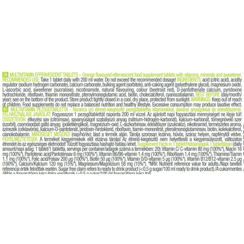 Мултивитамини / Multivitamins BIOTECH USA - 20 Ефервесцентни таблетки съдържание 1 - MagHerbs.com