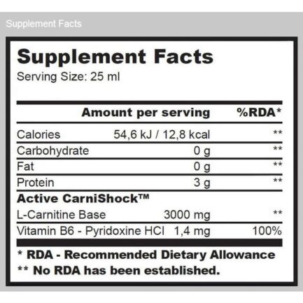 L-карнитин / L-Carnitine 3000 BIOTECH USA - шот съдържание 1 - MagHerbs.com