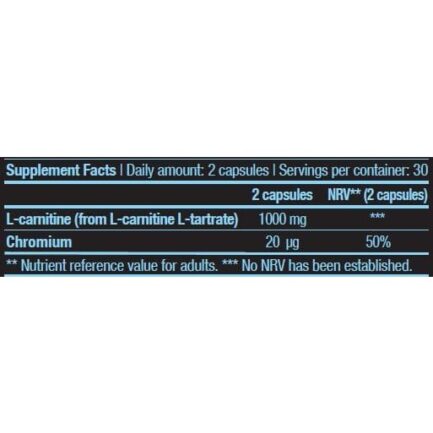 Л-карнитин + хром / L-Carnitine + Chrome BIOTECH USA - 60 Капсули съдържание 1 - MagHerbs.com