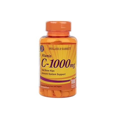 Витамин Ц / Vitamin C с шипки и биофлавоноиди 1000mg HOLLAND AND BARRETT - 100 Капсули