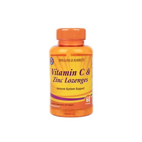 Витамин Ц и цинк / Vitamin C & Zinc подкрепа на имунната система HOLLAND AND BARRETT - 60 Таблетки за смучене