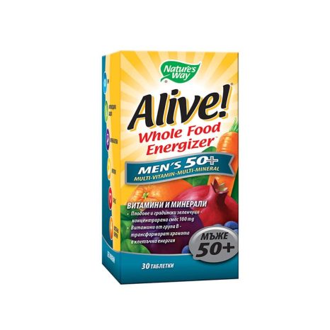 Mултивитамини за мъже 50+ / Alive! Whole Food Energizer Men’s 50+ Nature's Way - 30 Таблетки