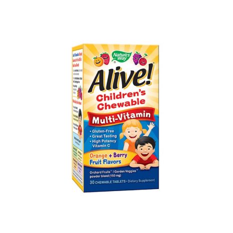 Алайв! Мултивитамини за деца / Alive! Children's Chewable Multi-Vitamin Nature's Way - 30 Дъвчащи таблетки