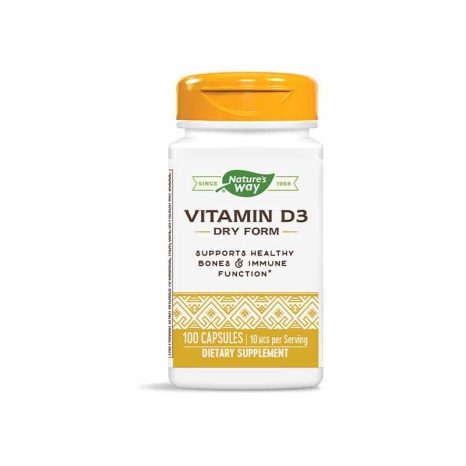 Витамин Д3 (сух) / Vitamin D3 Dry Form 400 IU Nature’s Way - 100 Капсули