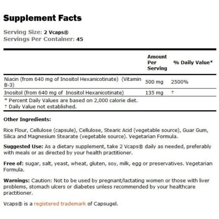 Ниацин / Niacin Flush-Free B3 250 mg NOW - 90 Вега капсули съдържание 1 - MagHerbs.com
