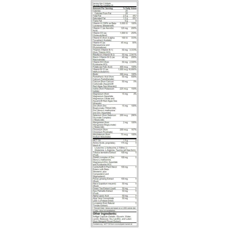 Мъжки мултивитамини / Men's Active Sports Multi Now Foods - 90/180 Меки капсули съдържание 1 - MagHerbs.com
