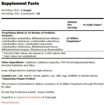 Пробиотик-10 / Probiotic-10 25 Billion NOW - 30/50/100 Вега капсули съдържание 3 - MagHerbs.com