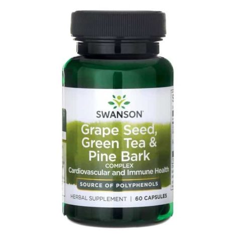 Гроздови Семки, Зелен Чай и Борова Кора / Grape Seed, Green Tea & Pine Bark Complex Swanson - 60 Капсули