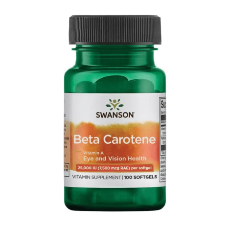 Бета-каротин (Витамин А) / Beta-Carotene (Vitamin A) Swanson 7.500 мкг - 100 софтгел капсули